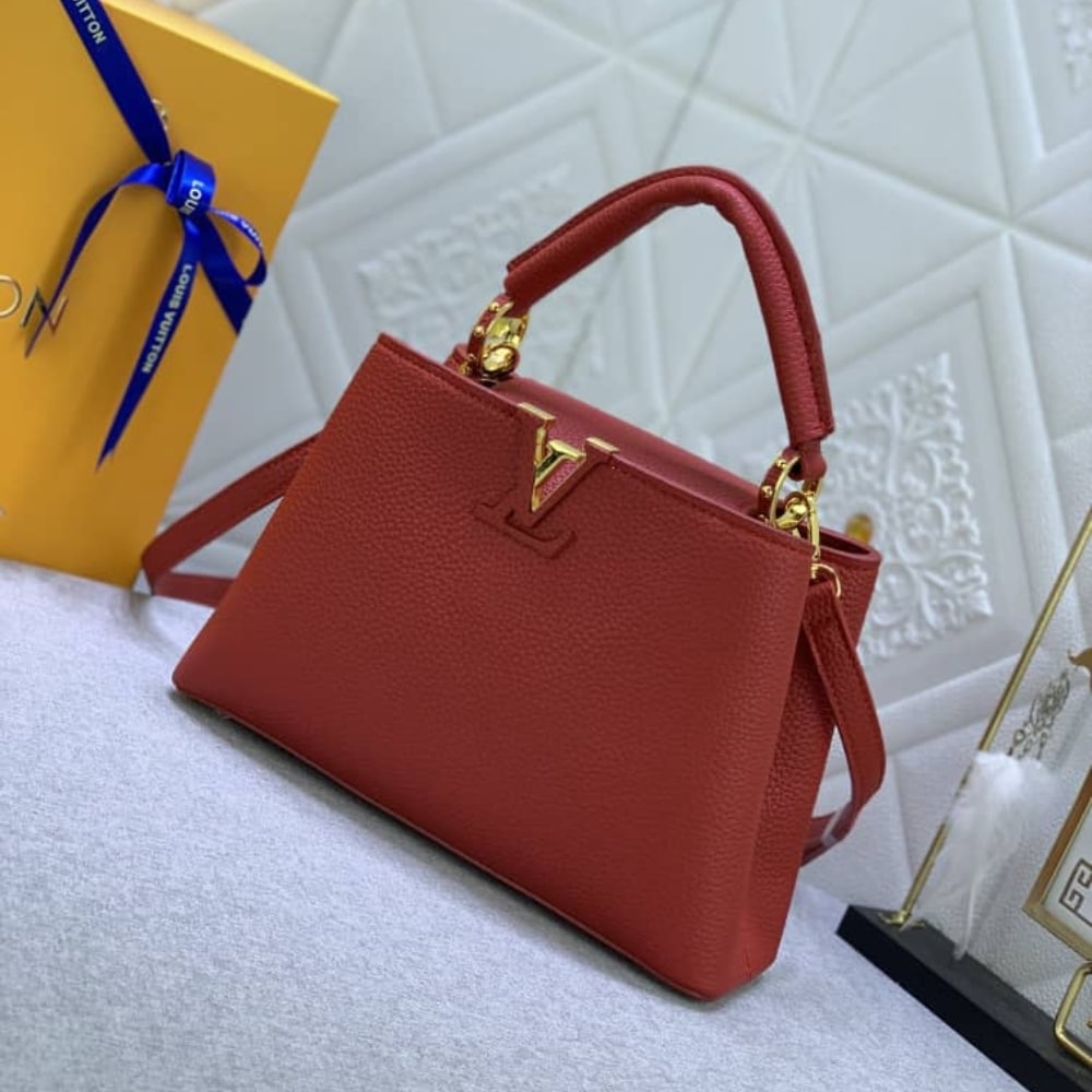 Louis Vuitton Capucines BB Grained Leather Handbag Scarlet Red 27Cm M52689 - Image 3