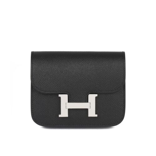 Hermes Constance Slim Wallet Noir 12Cm H082060Ck89