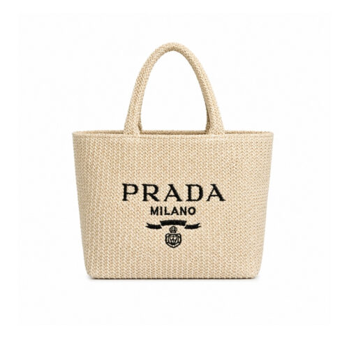 Prada Small Crochet Raffia Tote Bag Natural 24Cm 1BG422 2C2T F0018 V OOL