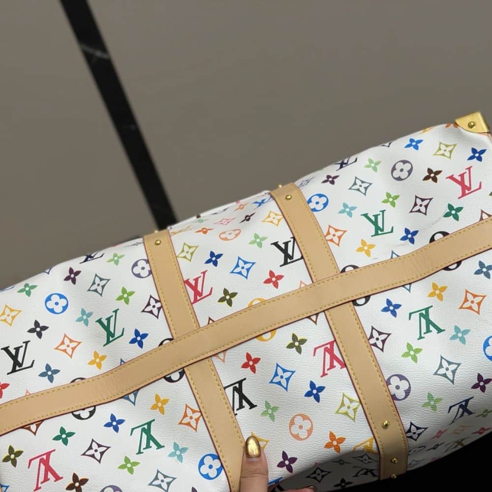 Louis Vuitton X Takashi Murakami Keepall Bandoulière 45 Monogram Canvas Shoulder Bag White Multicolored 45cm M13742 - Image 6