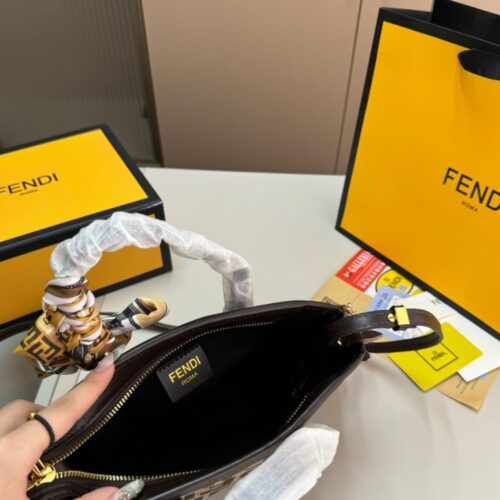 Alternative view of Fendi Mini Roll FF Jacquard Fabric Mini Tote Bag Brown 18Cm