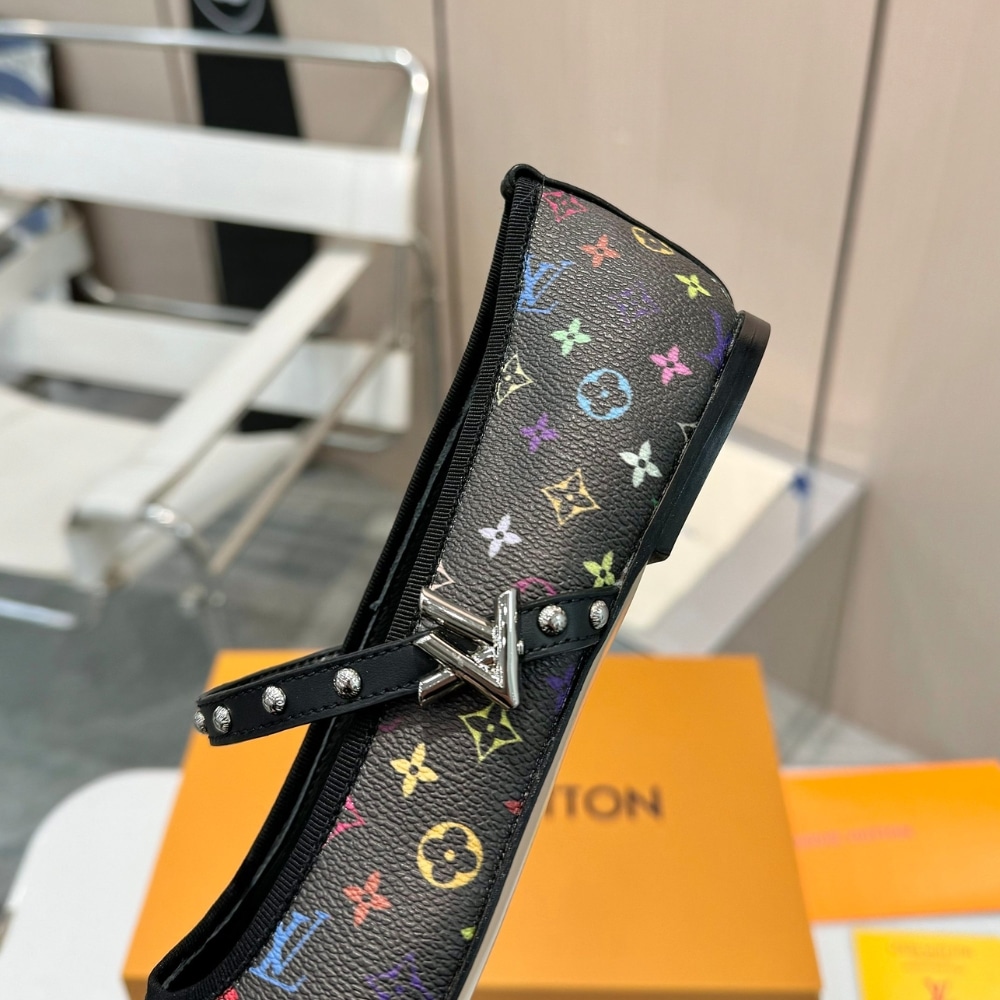 Louis Vuitton X Takashi Murakami Romy Flat Monogram Canvas Ballerina Black Multicolored 1agvc3 - Image 6