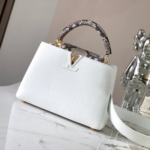 Alternative view of Louis Vuitton Capucines BB Grained Leather Top Handle Bag White 27cm