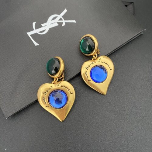 Alternative view of Saint Laurent Heart Drop Earrings In Gold Metal