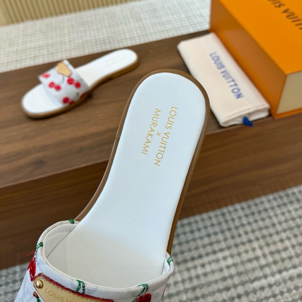Louis Vuitton X Takashi Murakami Lily Raffia Flat Mule White 1Ahm43 - Image 5
