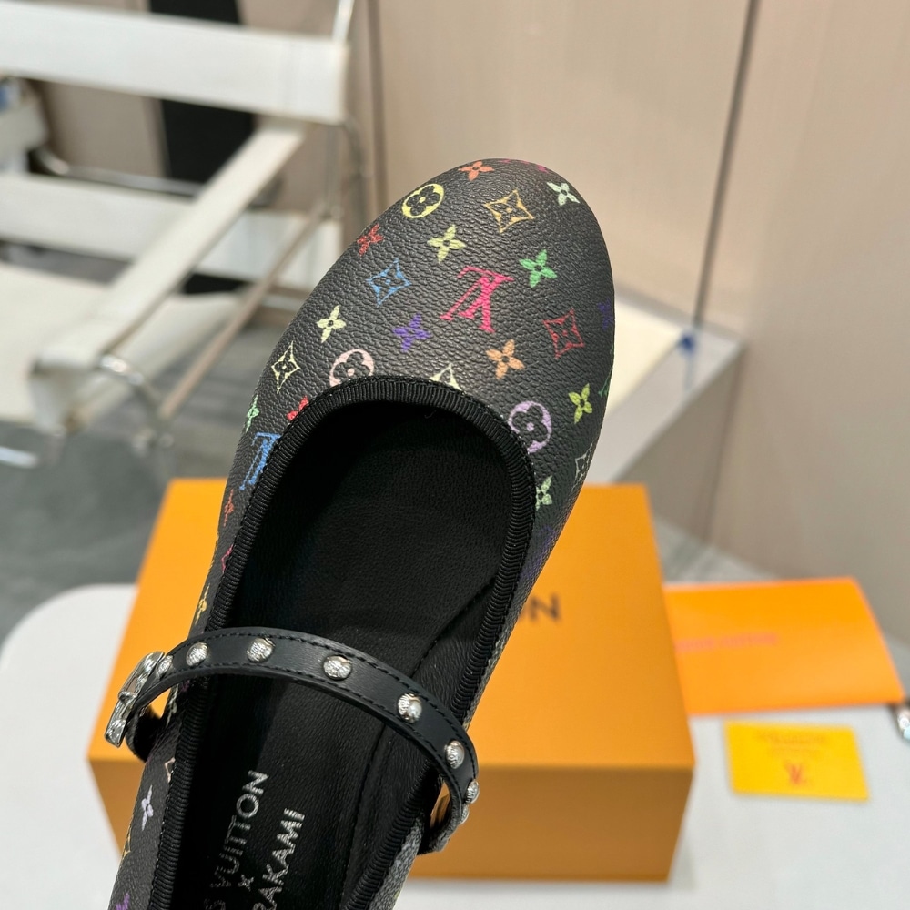 Louis Vuitton X Takashi Murakami Romy Flat Monogram Canvas Ballerina Black Multicolored 1agvc3 - Image 5