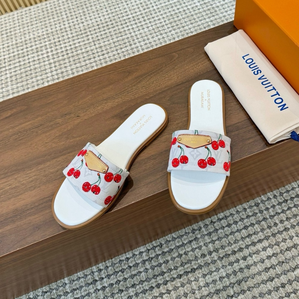 Louis Vuitton X Takashi Murakami Lily Raffia Flat Mule White 1Ahm43 - Image 4