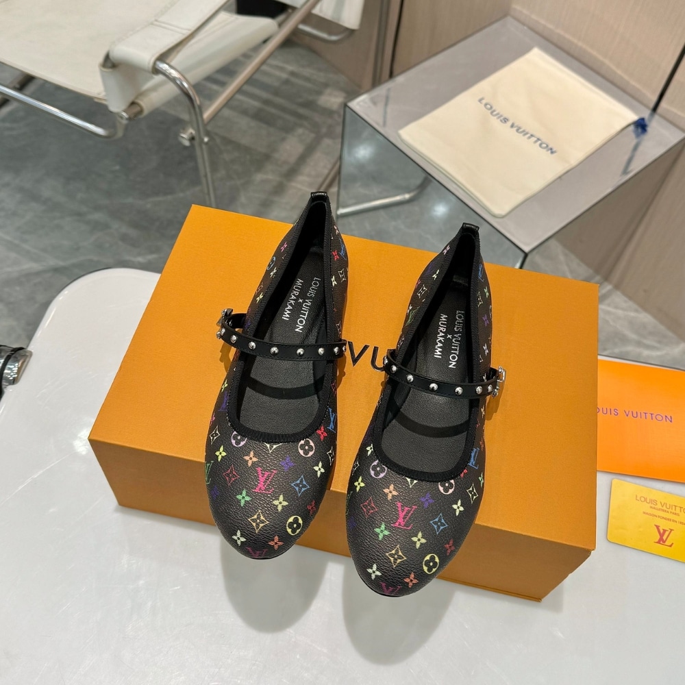 Louis Vuitton X Takashi Murakami Romy Flat Monogram Canvas Ballerina Black Multicolored 1agvc3 - Image 3