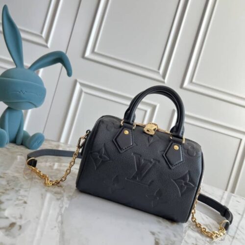 Alternative view of Louis Vuitton Speedy Bandoulière 20 Monogram Empreinte Handle Bag Black 20Cm M58953