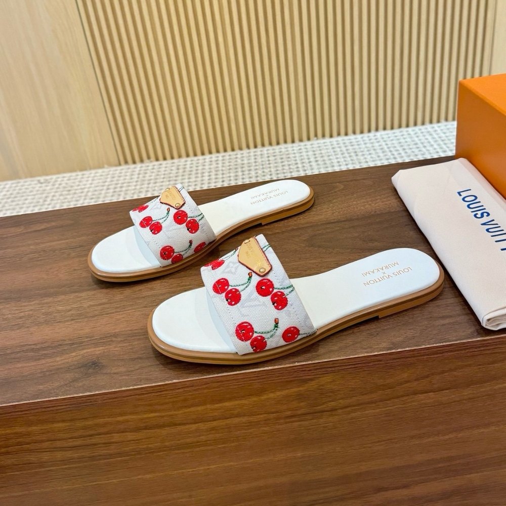Louis Vuitton X Takashi Murakami Lily Raffia Flat Mule White 1Ahm43 - Image 3
