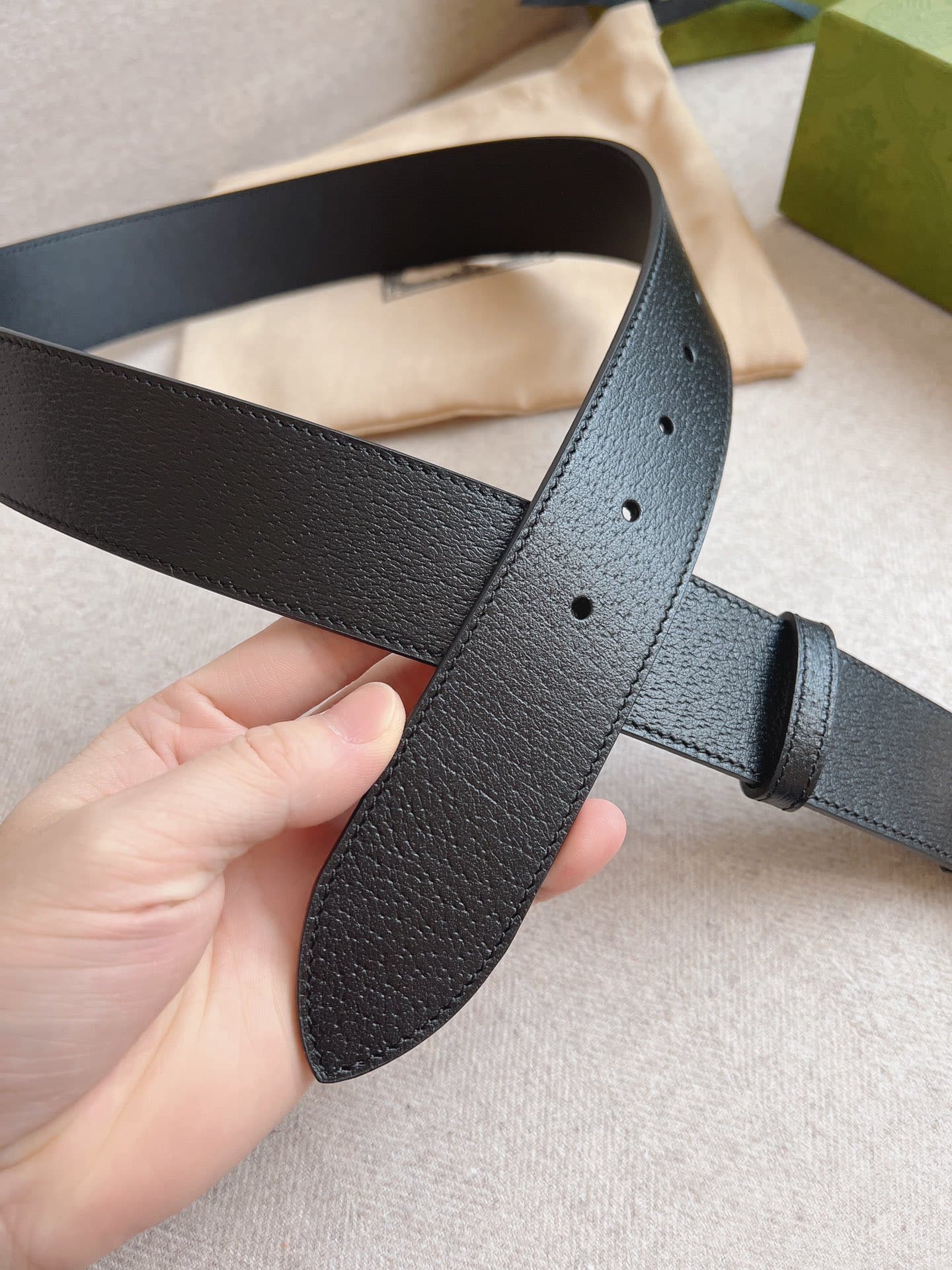 Gucci GG Marmont Wide Gold Logo Leather Belt Black 40Mm 406831 Dj20T 1000 - Image 5