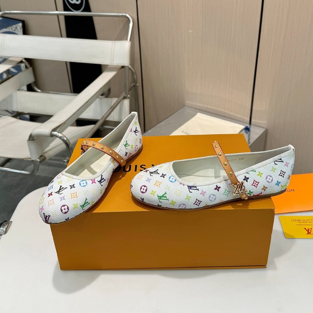 Louis Vuitton X Takashi Murakami Romy Flat Monogram Canvas Ballerina White Multicolored 1agvfm - Image 4