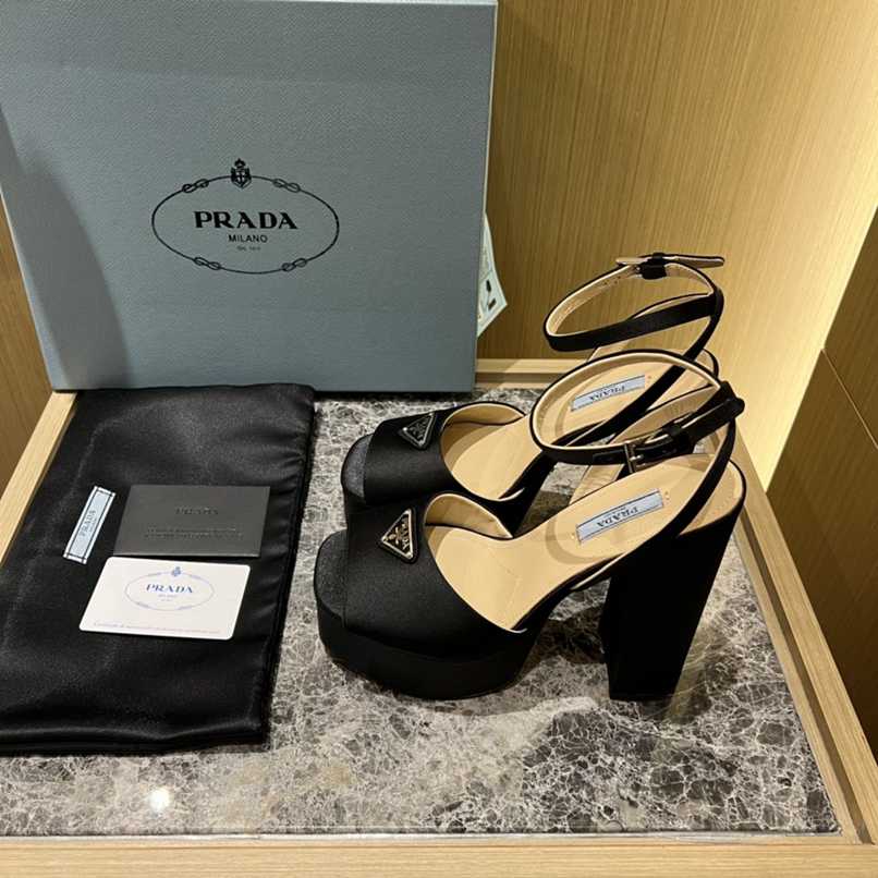 Prada High Heeled Satin Sandals Black 1Xp48B 049 F0002 F 135 - Image 4