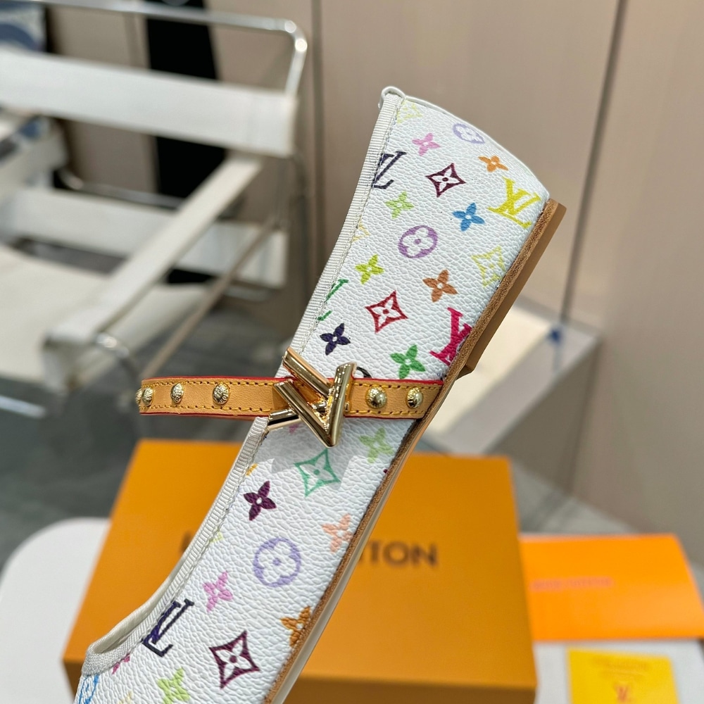 Louis Vuitton X Takashi Murakami Romy Flat Monogram Canvas Ballerina White Multicolored 1agvfm - Image 5