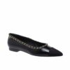 Chanel Ballerina Flat With Chain Smooth Leather And Fabric Black