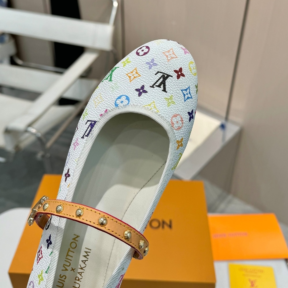 Louis Vuitton X Takashi Murakami Romy Flat Monogram Canvas Ballerina White Multicolored 1agvfm - Image 6