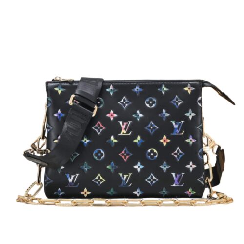 Louis Vuitton Coussin PM Monogram Embossed Handle Bag Multicolor Flower Black 26Cm M21353