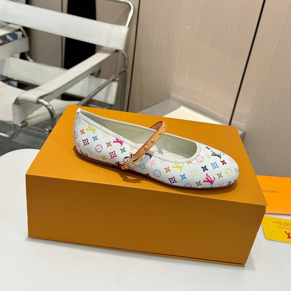 Louis Vuitton X Takashi Murakami Romy Flat Monogram Canvas Ballerina White Multicolored 1agvfm - Image 2