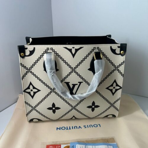 Alternative view of Louis Vuitton Onthego MM Monogram Graphic Tote Bag Cream Black 35Cm M46016