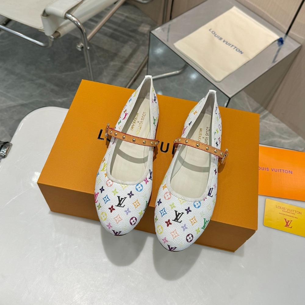 Louis Vuitton X Takashi Murakami Romy Flat Monogram Canvas Ballerina White Multicolored 1agvfm - Image 3