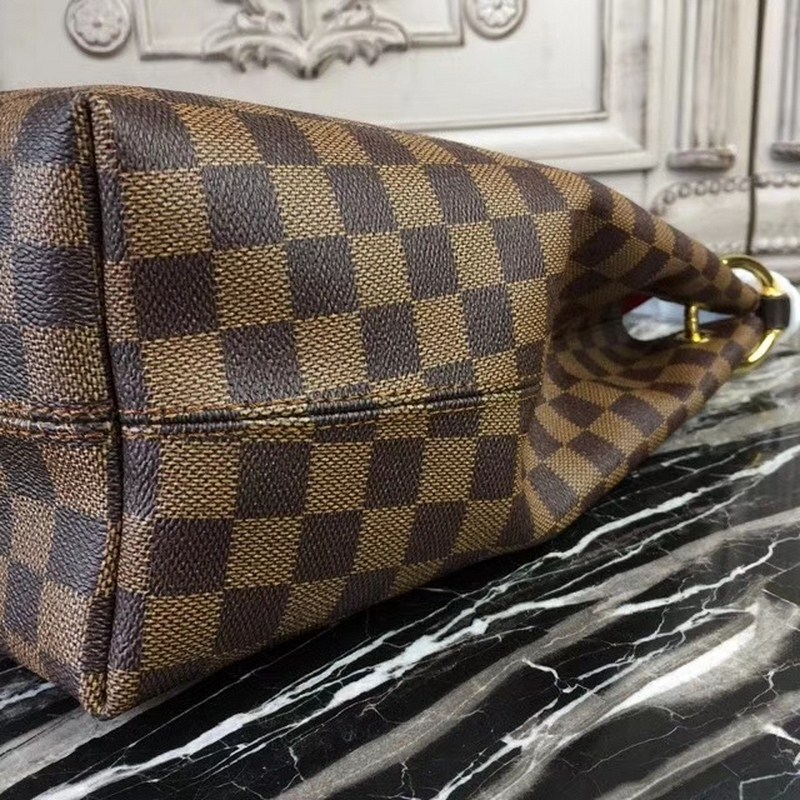 Louis Vuitton Graceful MM Damier Ebene Canvas Hobo Bag Brown Red 41cm N44045 - Image 3