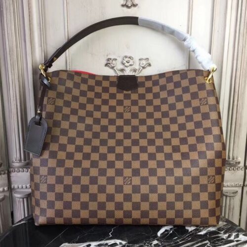 Alternative view of Louis Vuitton Graceful MM Damier Ebene Canvas Hobo Bag Brown Red 41cm N44045