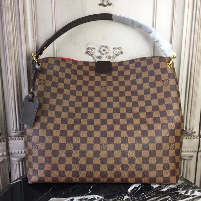 Louis Vuitton Graceful MM Damier Ebene Canvas Hobo Bag Brown Red 41cm N44045 - Image 2