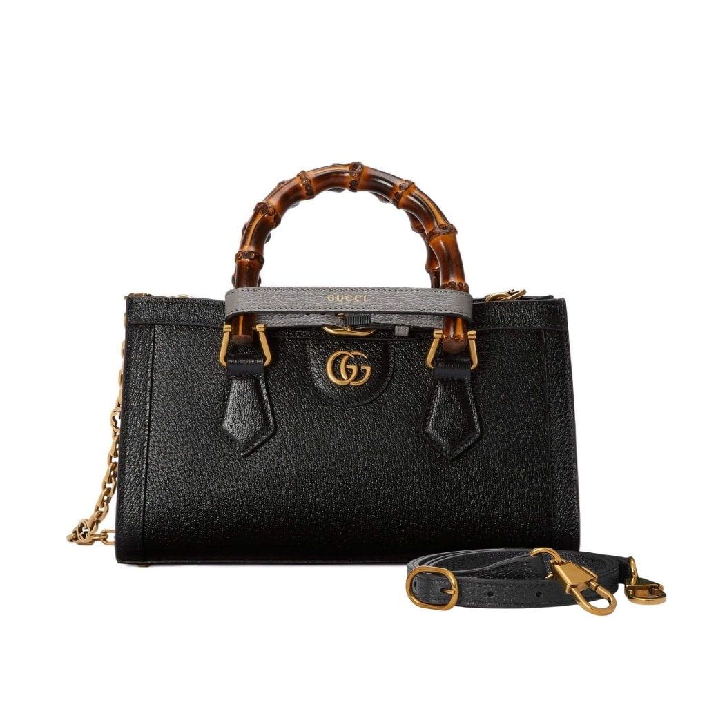 Gucci Diana Small Leather Shoulder Bag Black 25cm 735153 DJ24T 1092