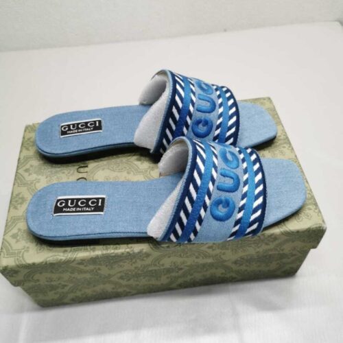 Alternative view of Gucci Denim Slide Sandal Light Blue 771589 Fack3 4609