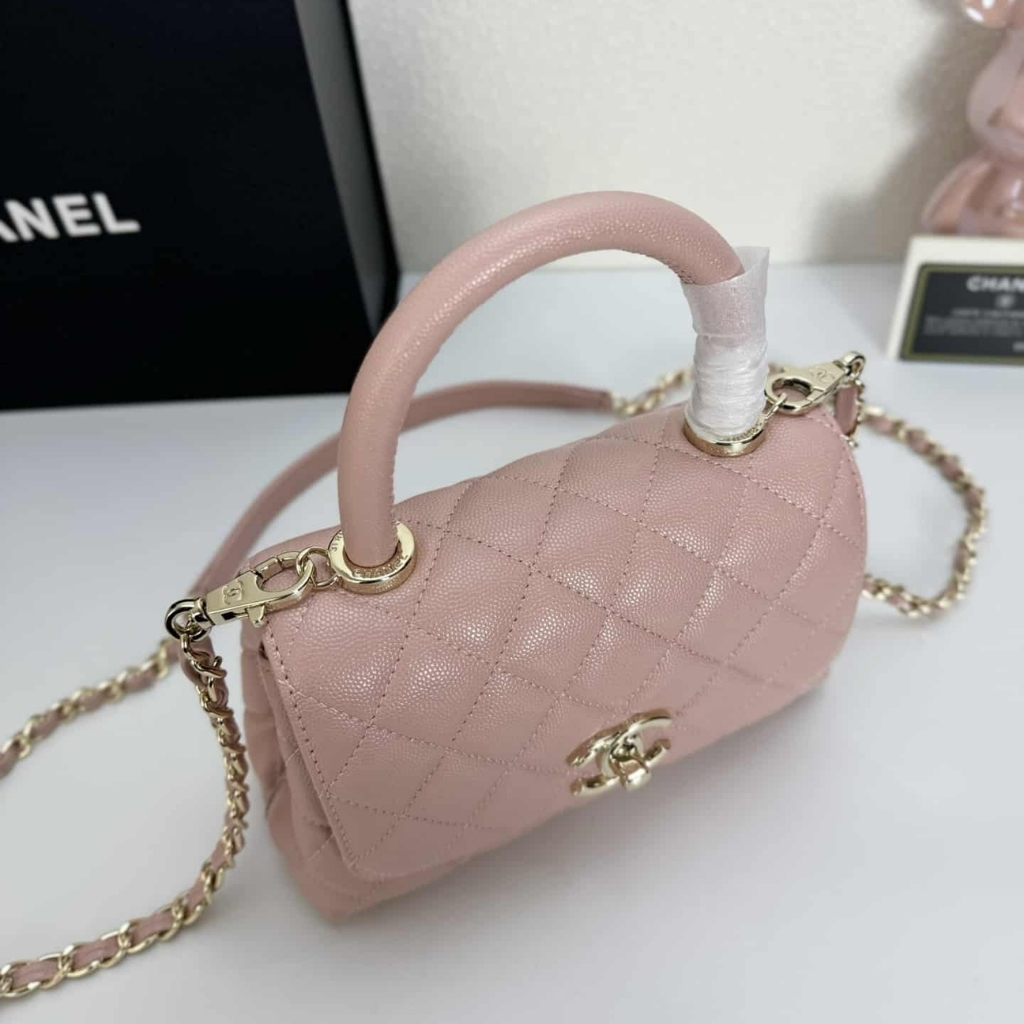 Chanel Coco Handle Mini Grained Leather Flap Bag Pink 19cm - Image 5