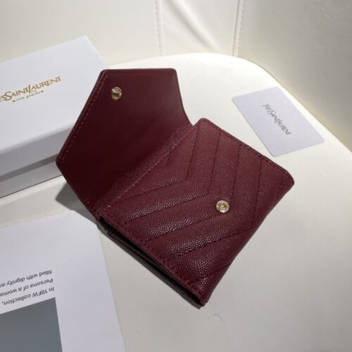 Alternative view of Saint Laurent Cassandre Matelassé Small Envelope Wallet Grain De Poudre Leather Red 11Cm