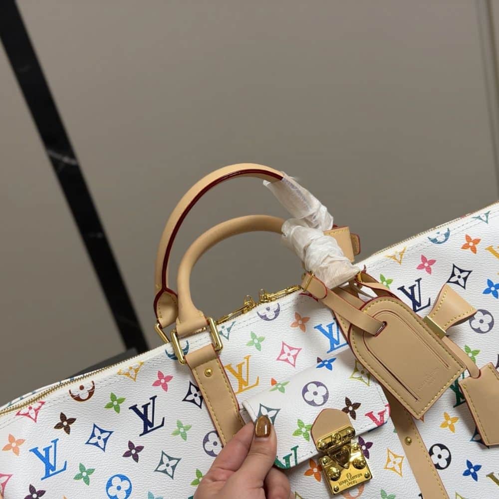 Louis Vuitton X Takashi Murakami Keepall Bandoulière 45 Monogram Canvas Shoulder Bag White Multicolored 45cm M13742 - Image 5