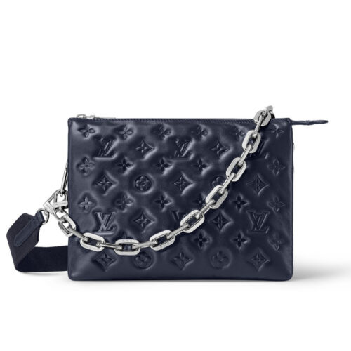 Louis Vuitton Coussin PM Monogram Embossed Shoulder Bag Marine Blue 26Cm M20379