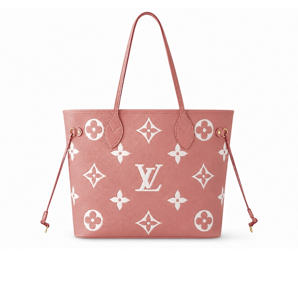Louis Vuitton Neverfull MM Bicolor Monogram Empreinte Tote Bag Trianon Pink 31cm M46329