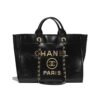 Chanel Deauville Large Smooth Leather Tote Bag Black 38cm