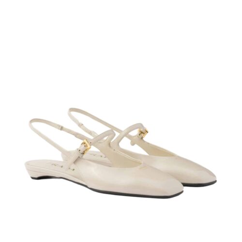 Prada Patent Leather Slingback Ivory 1F828N 069 F0304 F 015