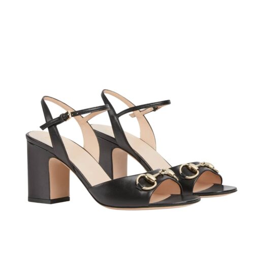Gucci Women'S Horsebit Leather Sandal Black 812292 C9D00 1000