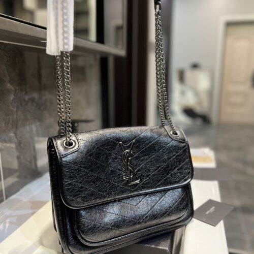 Alternative view of Saint Laurent Niki Medium In Vintage Leather Black With Silver Hardware 28Cm