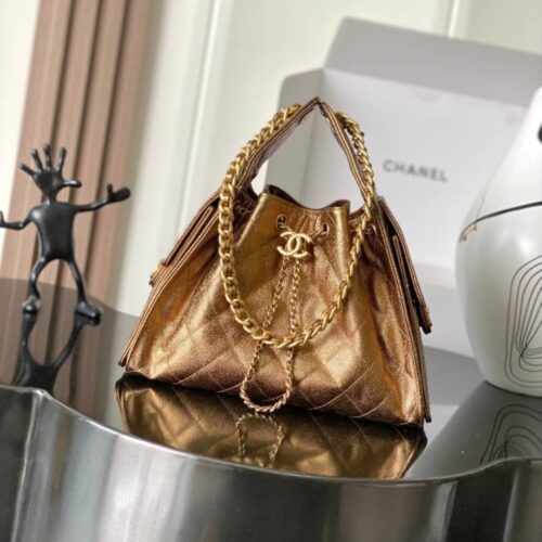 Alternative view of [Super Vip 1:1] Chanel 25 Small Handbag Metallic Grained And Gold Metal Dark Gold 26Cm AS5293 B21060 U2158
