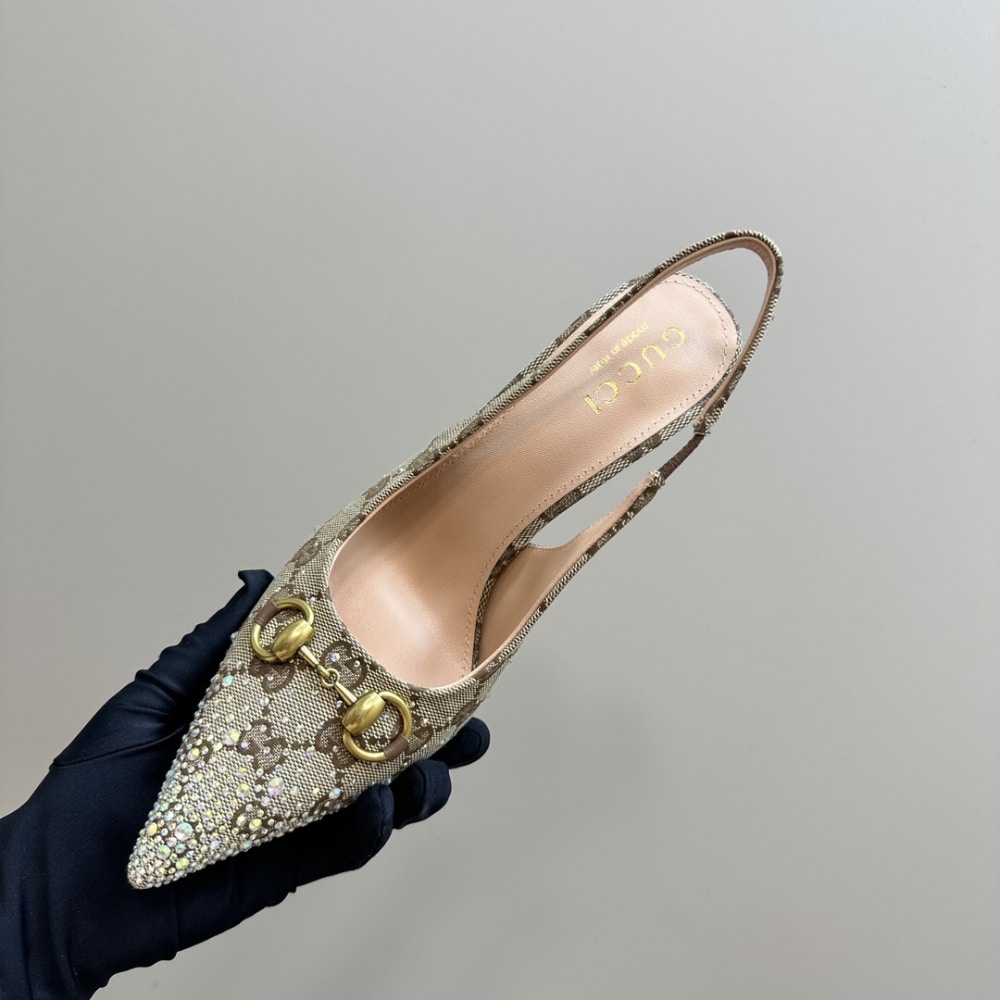 Gucci Women's Horsebit GG Canvas Pump Beige And Dark Brown 812176 Fad21 2549 - Image 8