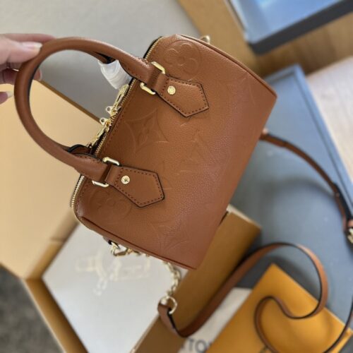 Alternative view of Louis Vuitton Speedy Bandoulière 20 Monogram Empreinte Handle Bag Cognac Brown 20Cm
