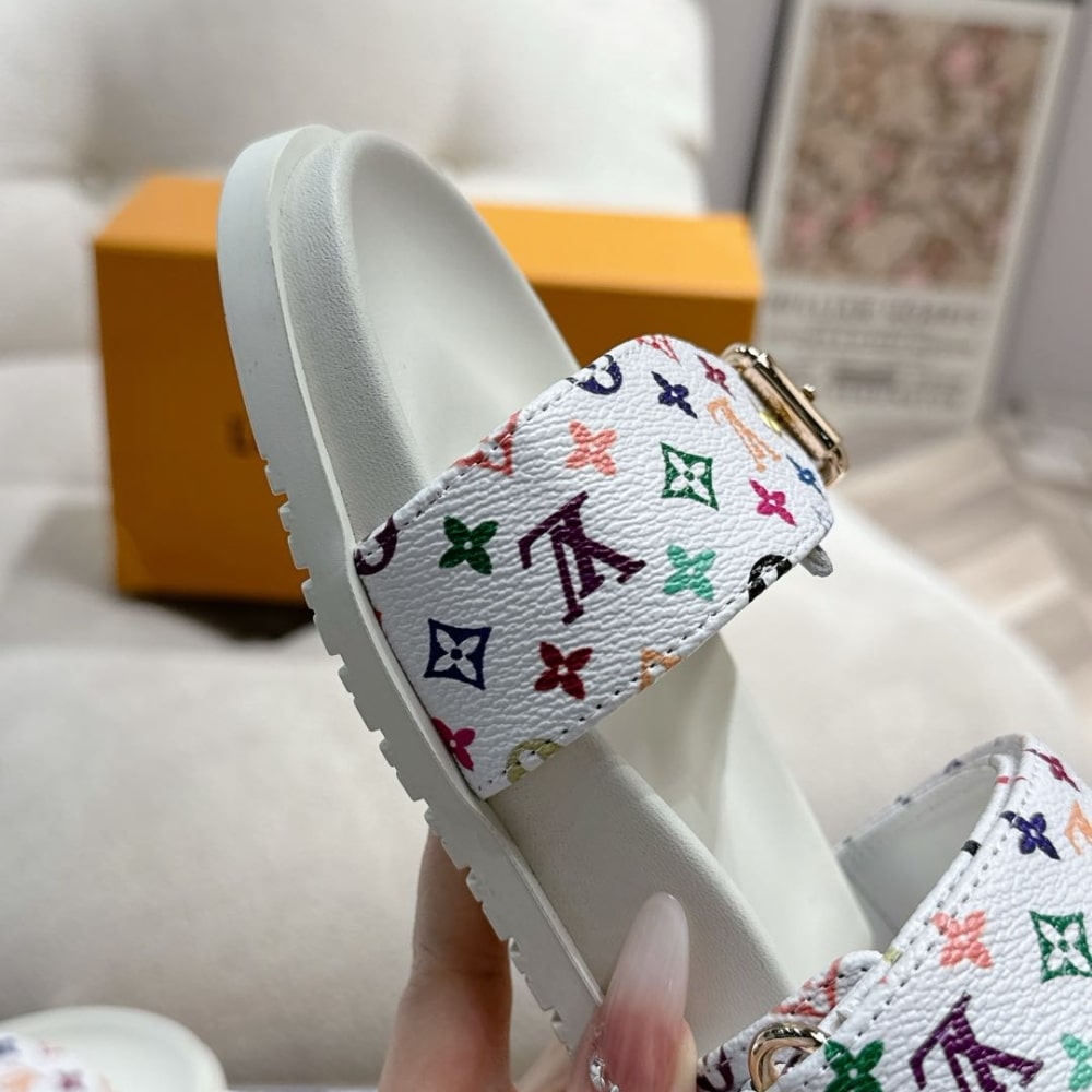 Louis Vuitton X Takashi Murakami Bom Dia Flat Comfort Monogram Canvas Mule White 1agxtv - Image 5