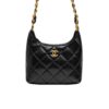 Chanel Gabrielle Small Smooth Leather Hobo Bag Black 22cm