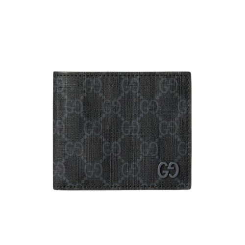 Gucci Interior GG Supreme Bi Fold Wallet Black And Grey 11cm