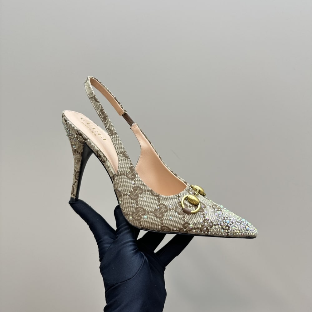 Gucci Women's Horsebit GG Canvas Pump Beige And Dark Brown 812176 Fad21 2549 - Image 3