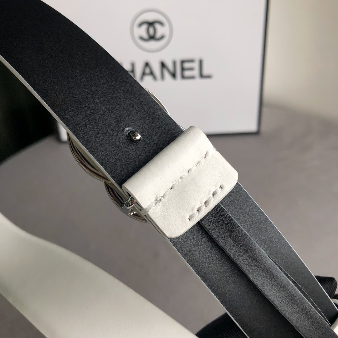 Chanel Crystals Belt Smooth Leather Silver White 30mm - Image 5
