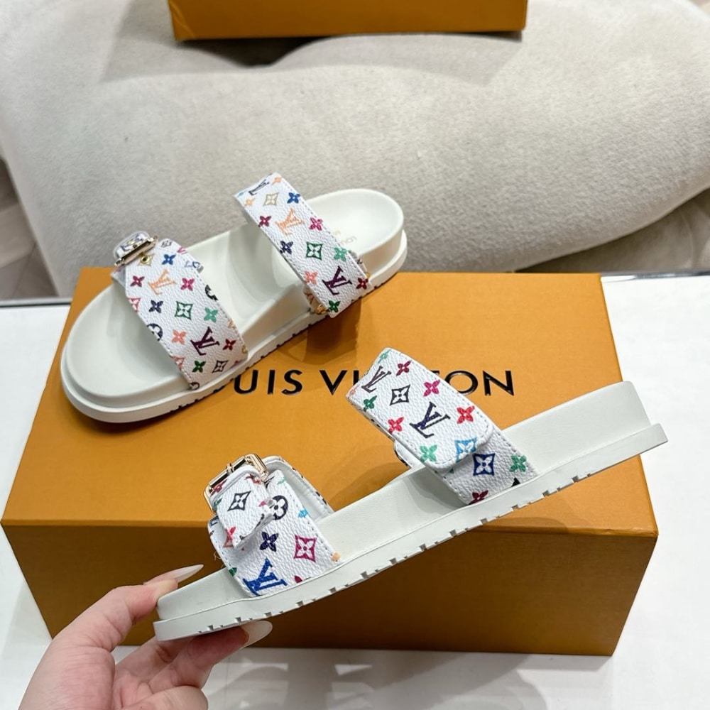 Louis Vuitton X Takashi Murakami Bom Dia Flat Comfort Monogram Canvas Mule White 1agxtv - Image 3