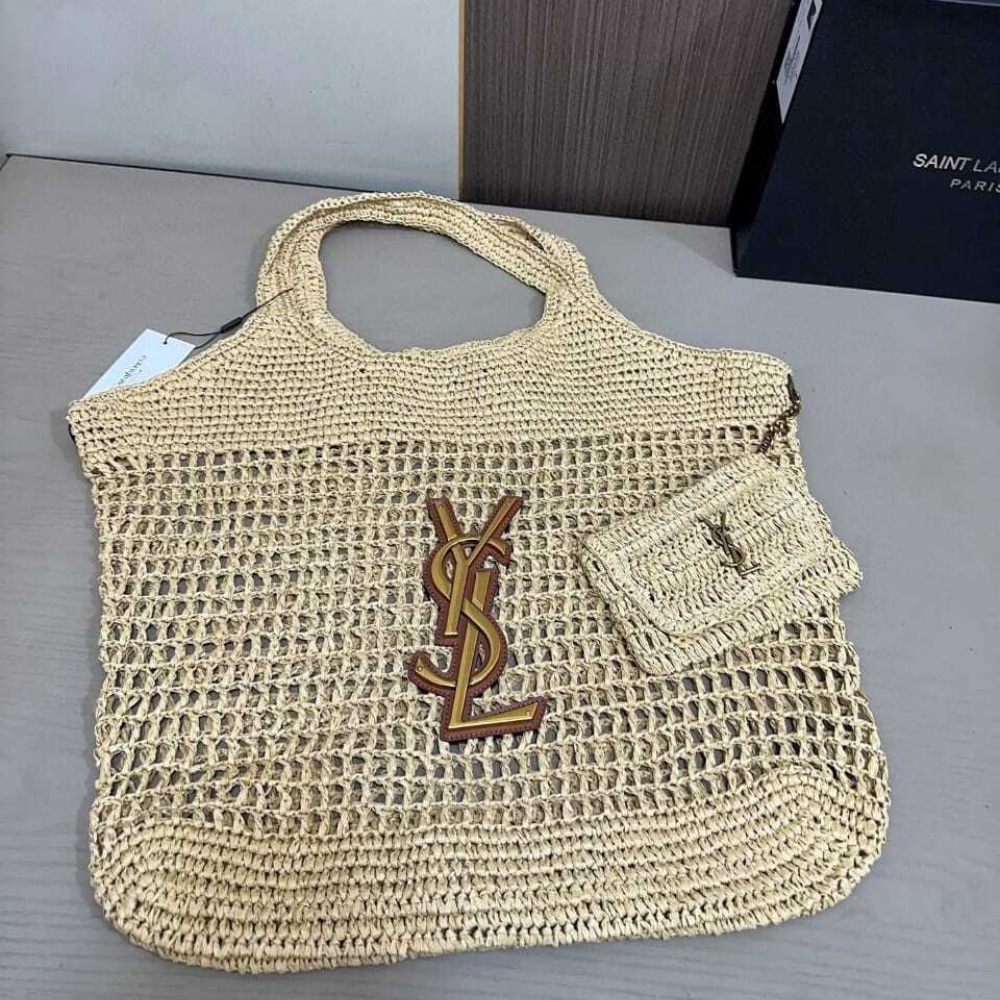 Saint Laurent Icare In Raffia Natural Gold 43Cm 772191GAAEK2063 - Image 2