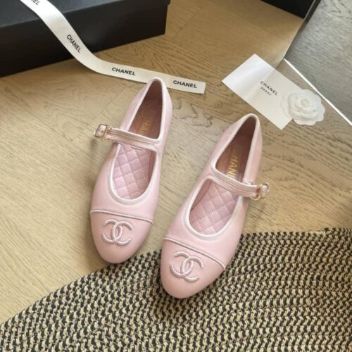 Alternative view of Chanel Mary Jane Flat Ballet Smooth Leather Light Pink