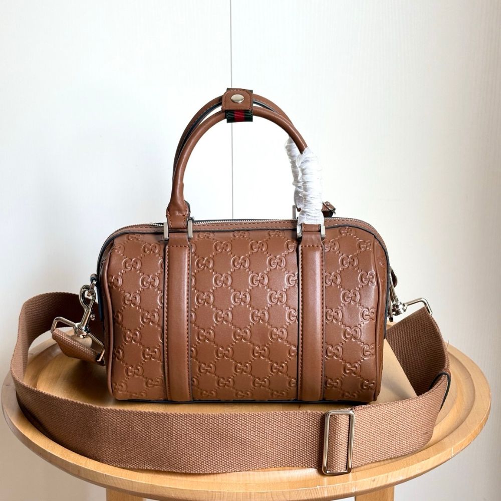 Gucci GG Emblem Small Duffle Bag Brown 25Cm - Image 3